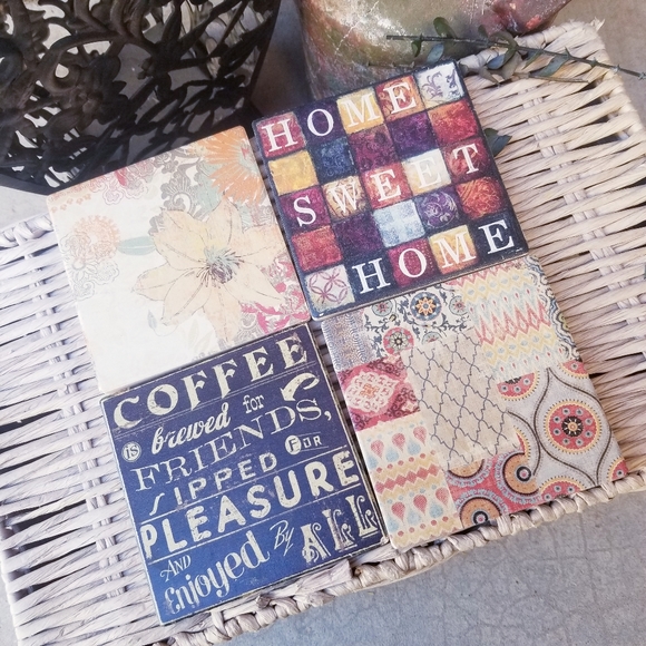3/$20🌻4 set mixed tile coasters - Picture 2 of 10